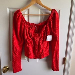Women's Free People Ladybug Long Sleeve Top, Size X-Large - Red